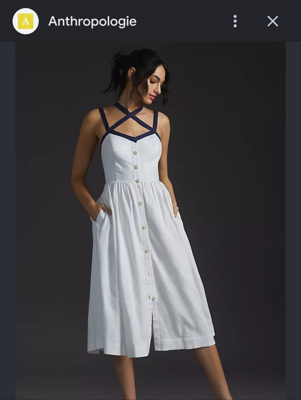 Anthropologie Maeve strappy button down midi dress.